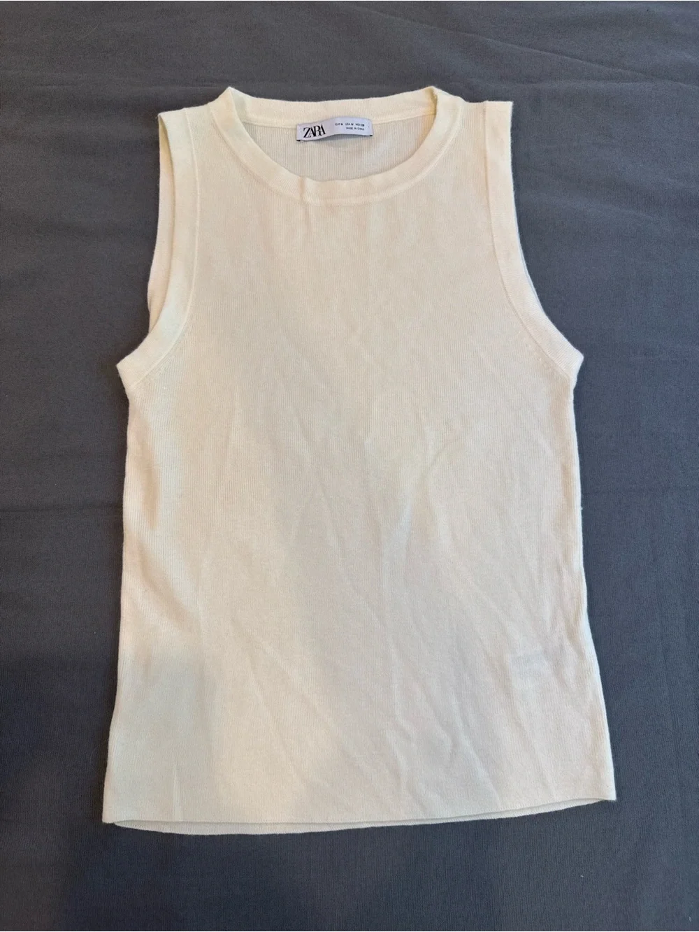 Zara Women's Winter White Sweater Tank | Sleeveless Knit Top | Size Medium